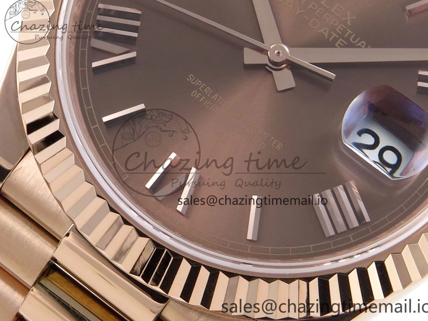 (Gain Best 40 RG A2836 Brown 228235 1:1 Weight) Noob Dial Edition Roman Bracelet President Date Day on 0326